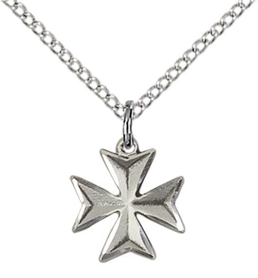 STERLING SILVER MALTESE CROSS PENDANT WITH CHAIN
